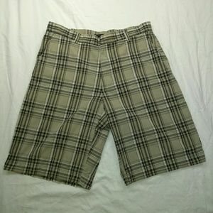 Alfani Cotton 4 Pocket Plaid Flat Front Shorts